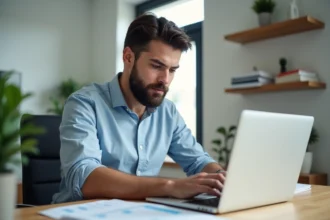 Homme VTC de 30 ans au bureau moderne et organisé