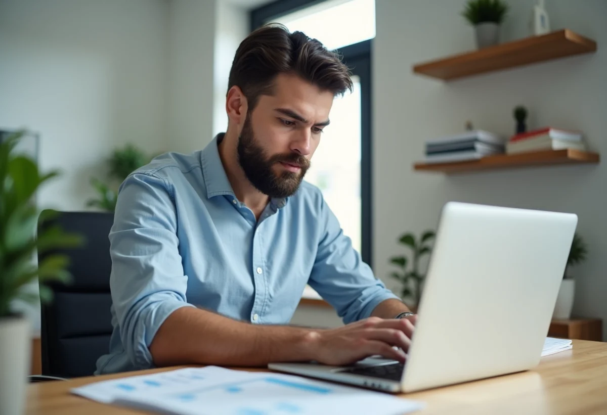 Homme VTC de 30 ans au bureau moderne et organisé