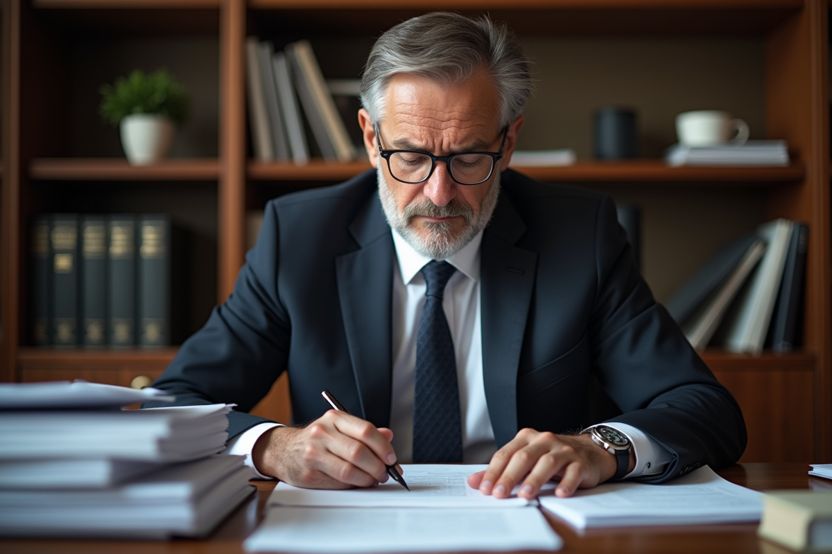 Conseiller fiscal homme en costume dans son bureau