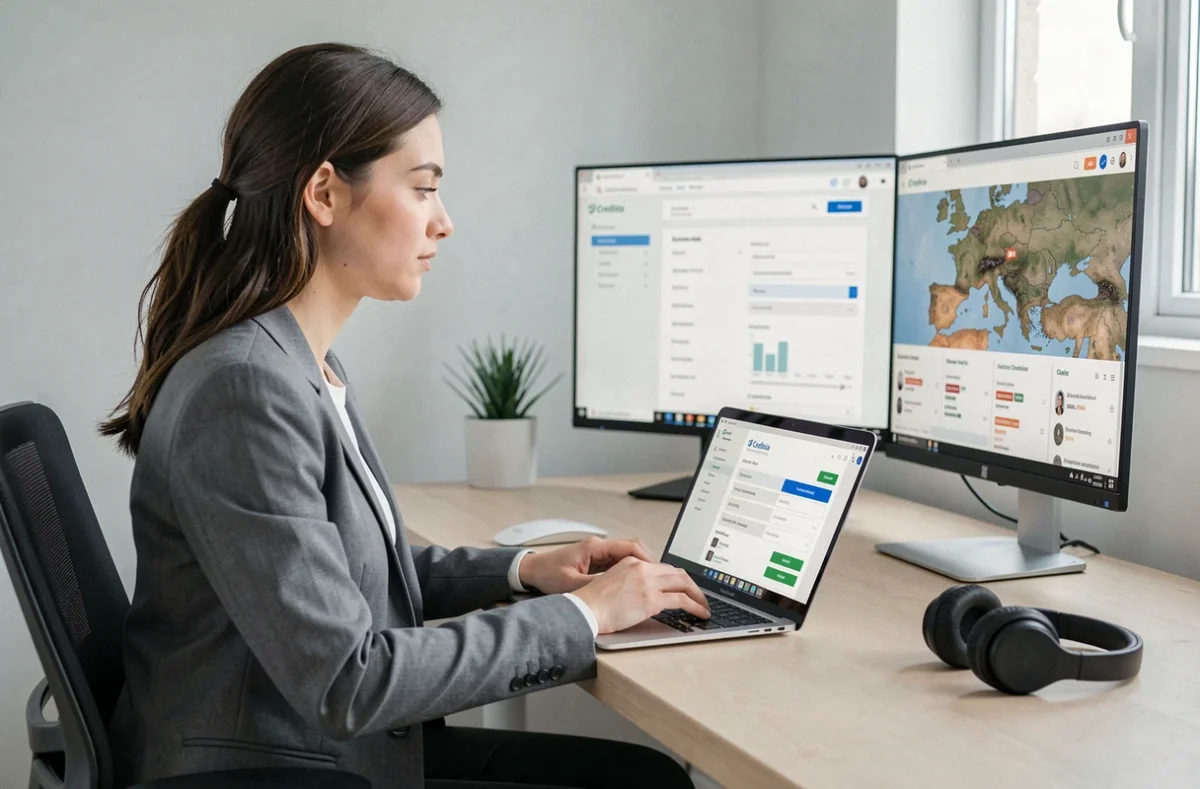 Courtière en ligne Credixia travaillant à distance sur des dossiers de crédit immobilier dans l'Eure