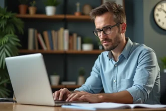 Professeur homme en bureau moderne pour article sur salaire