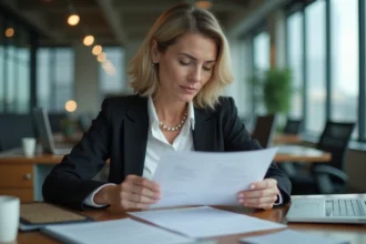 Femme d affaires en réunion dans un bureau moderne