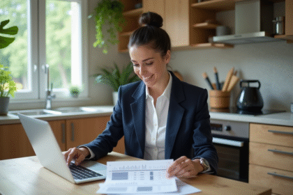 Jeune femme professionnelle en bureau cuisine
