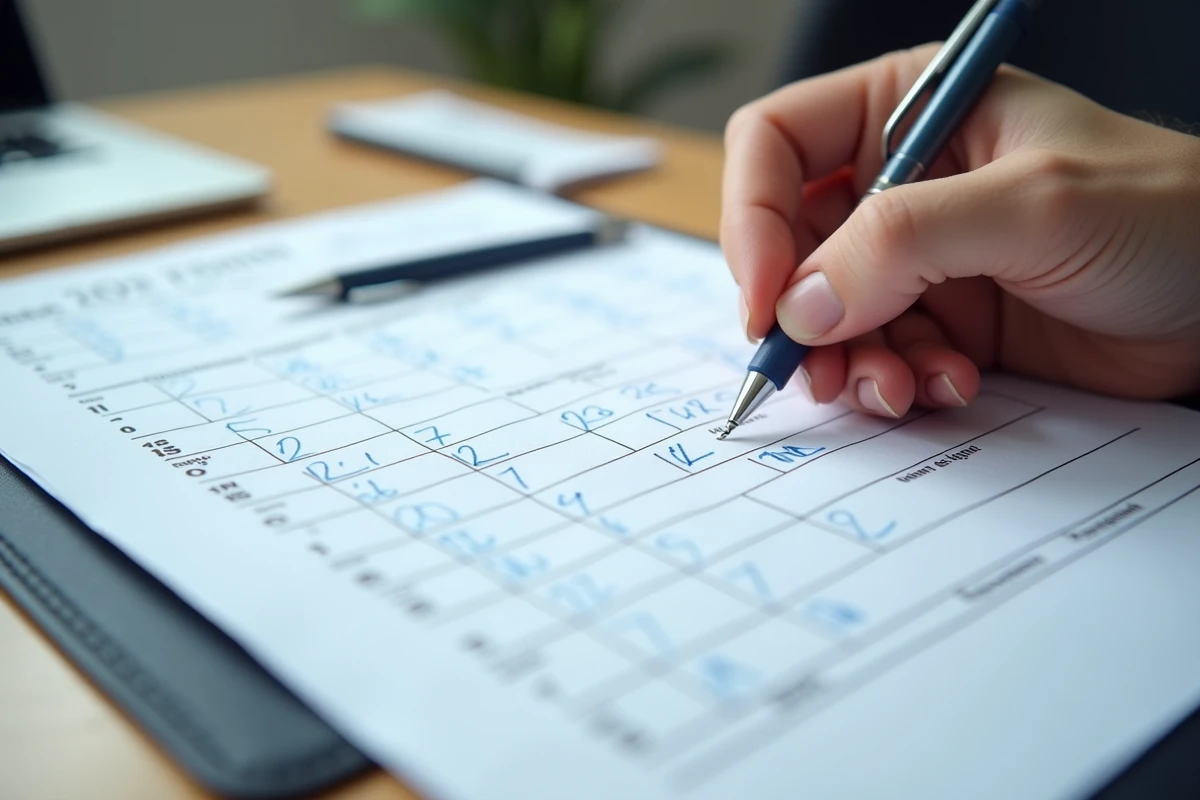 Gros plan sur le formulaire 2042 des impôts avec stylo et calculatrice sur un bureau