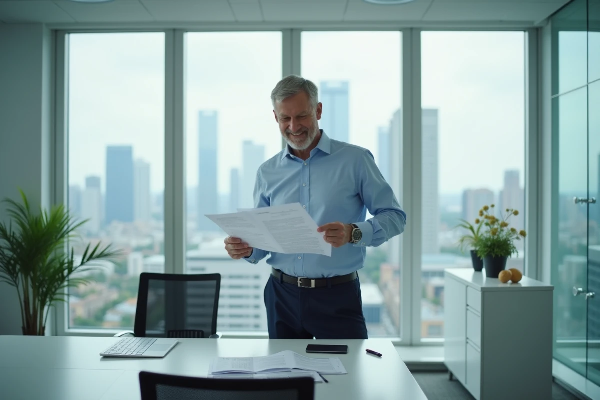 Homme d affaires dans un bureau avec documents