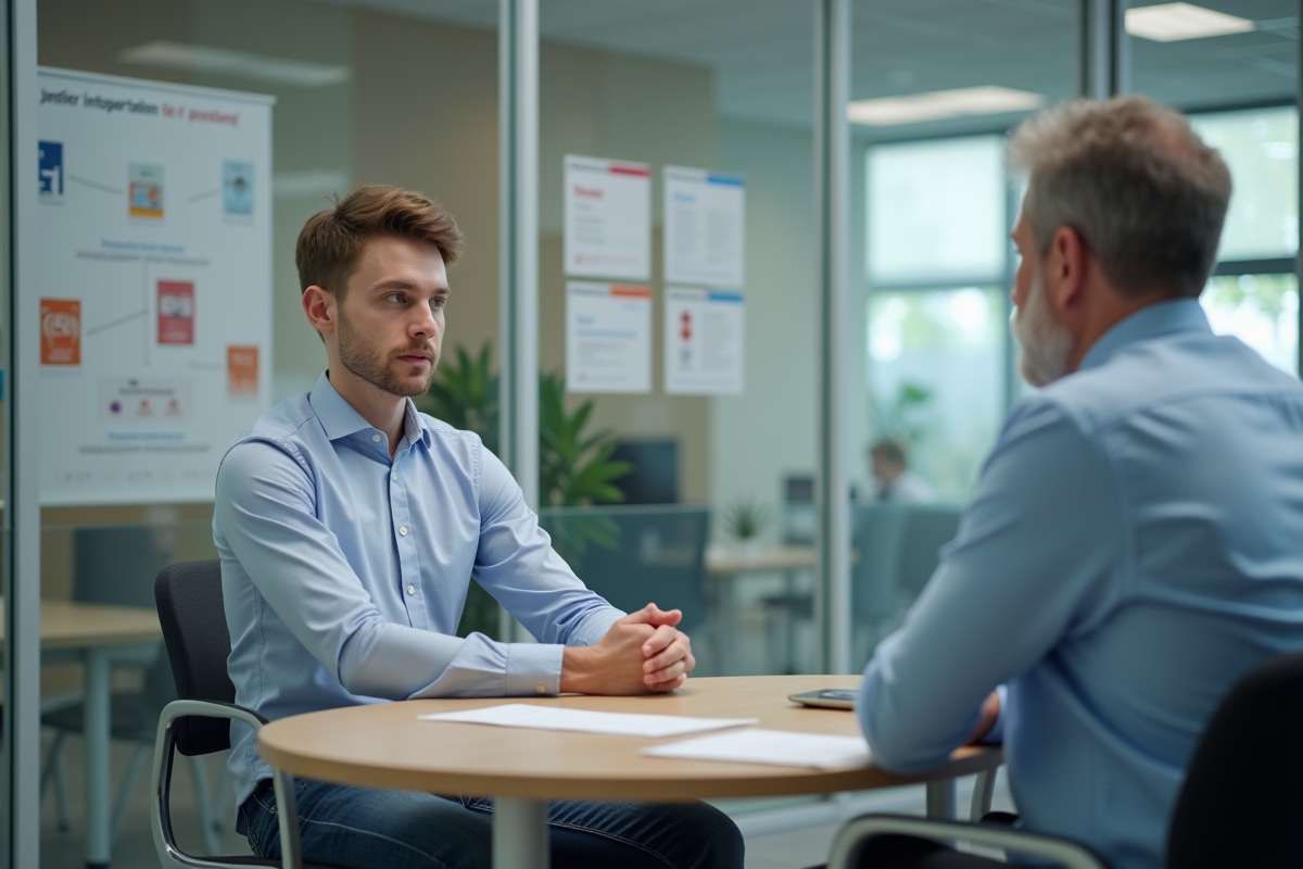 Jeune homme écoutant un conseiller en planification retraite