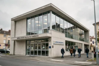 Façade du Service de Gestion Comptable de Mérignac, bâtiment administratif des impôts en Gironde